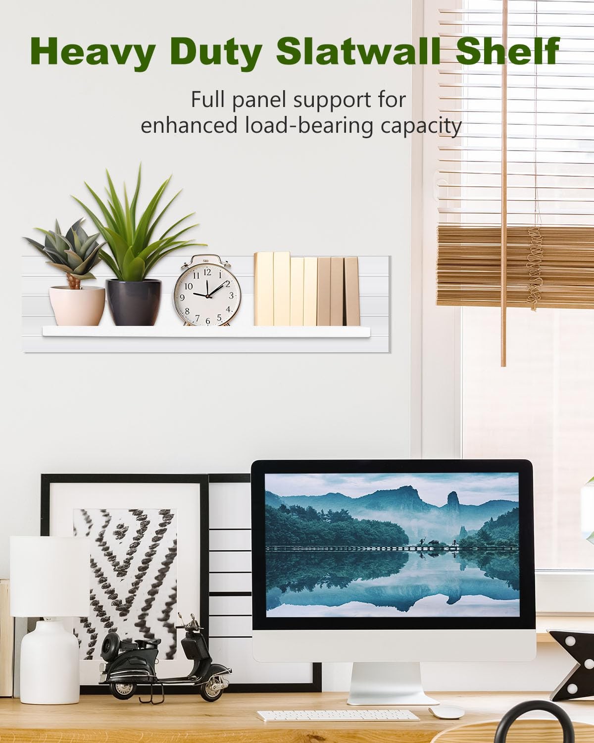 2 PCS 178 Inch White Metal Slatwall Hanging Shelf Heavy Duty Slat Wall Rack