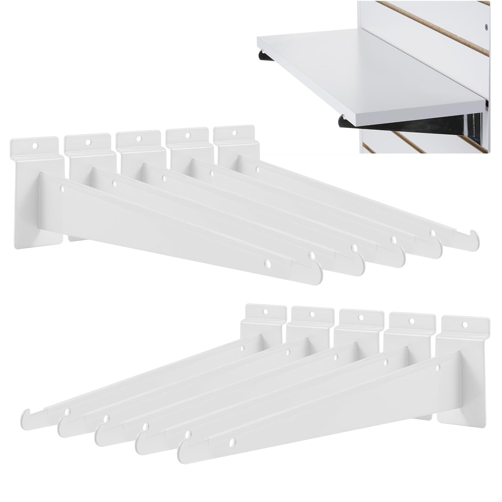 10 PCS 6 Inch Slatwall Shelf Bracket Heavy Duty Metal Panel Display Accessory