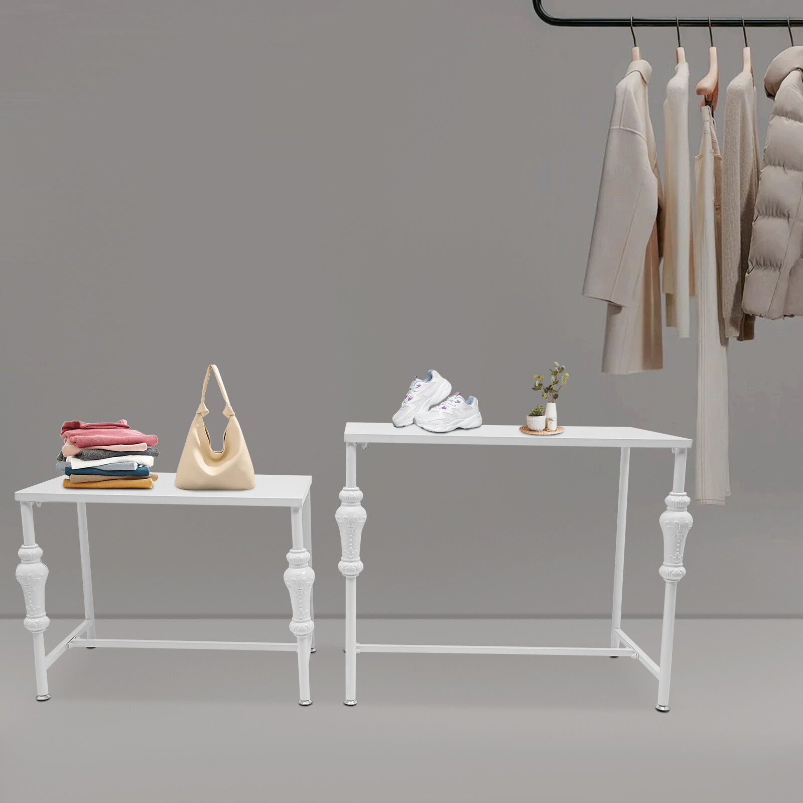Industrial Retail Table Display Stand Bag Display Rack Shoes Rack Shelves