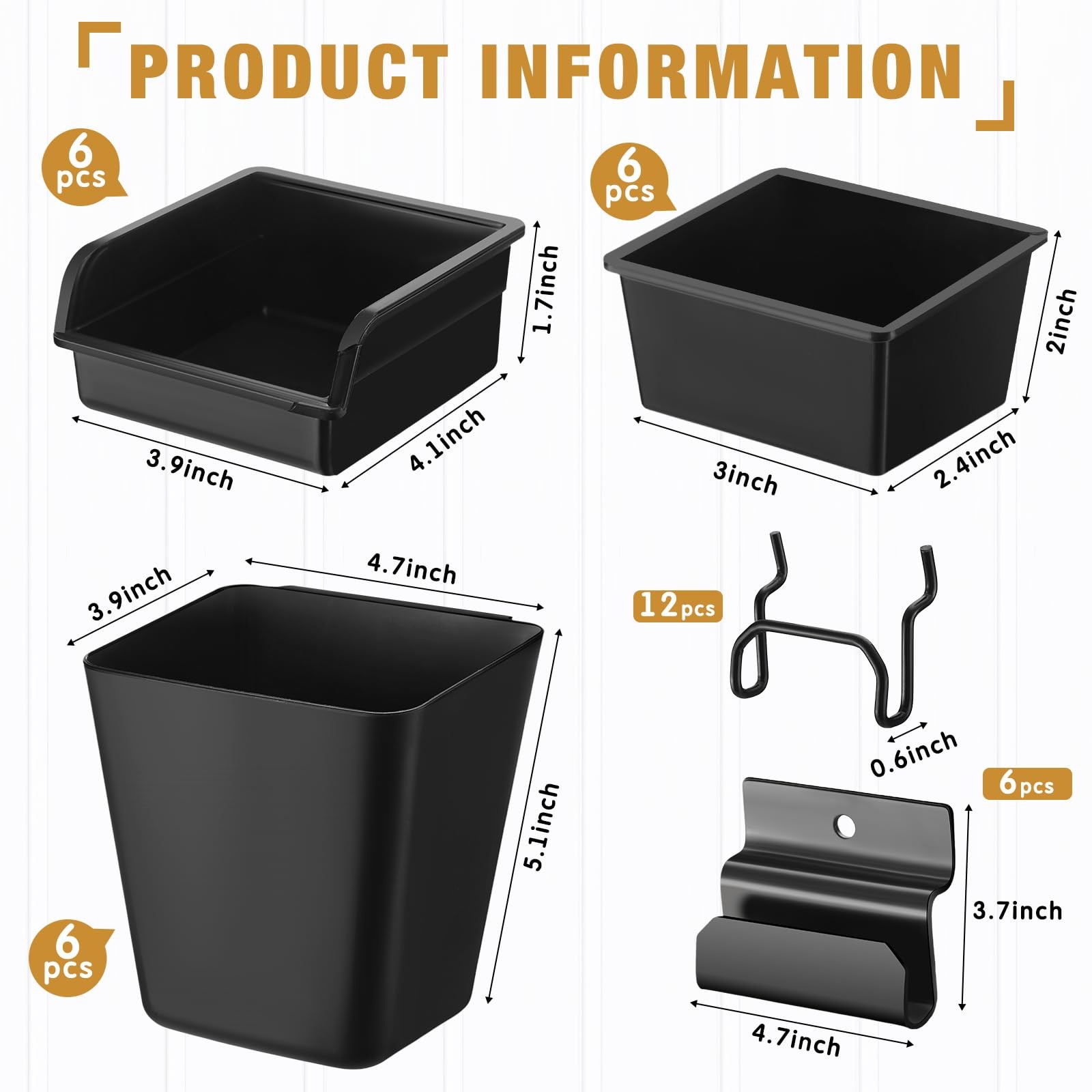 Uiifan 36 Pieces Slatwall Bins Set, Plastic Multi Size Style Slatwall Bins with