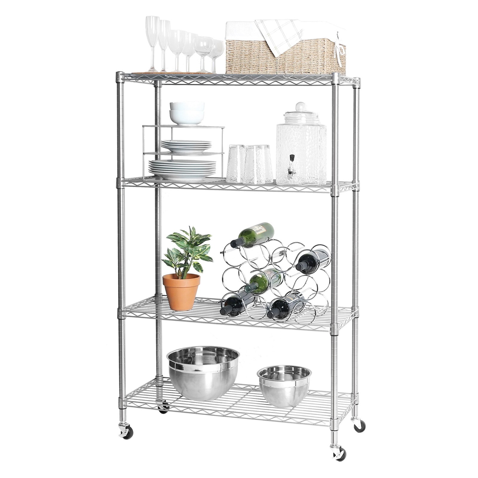 Seville Classics 4-Tier NSF Steel Wire Shelving, 36″ W X 14″ D X 56.5″ H, Chrome