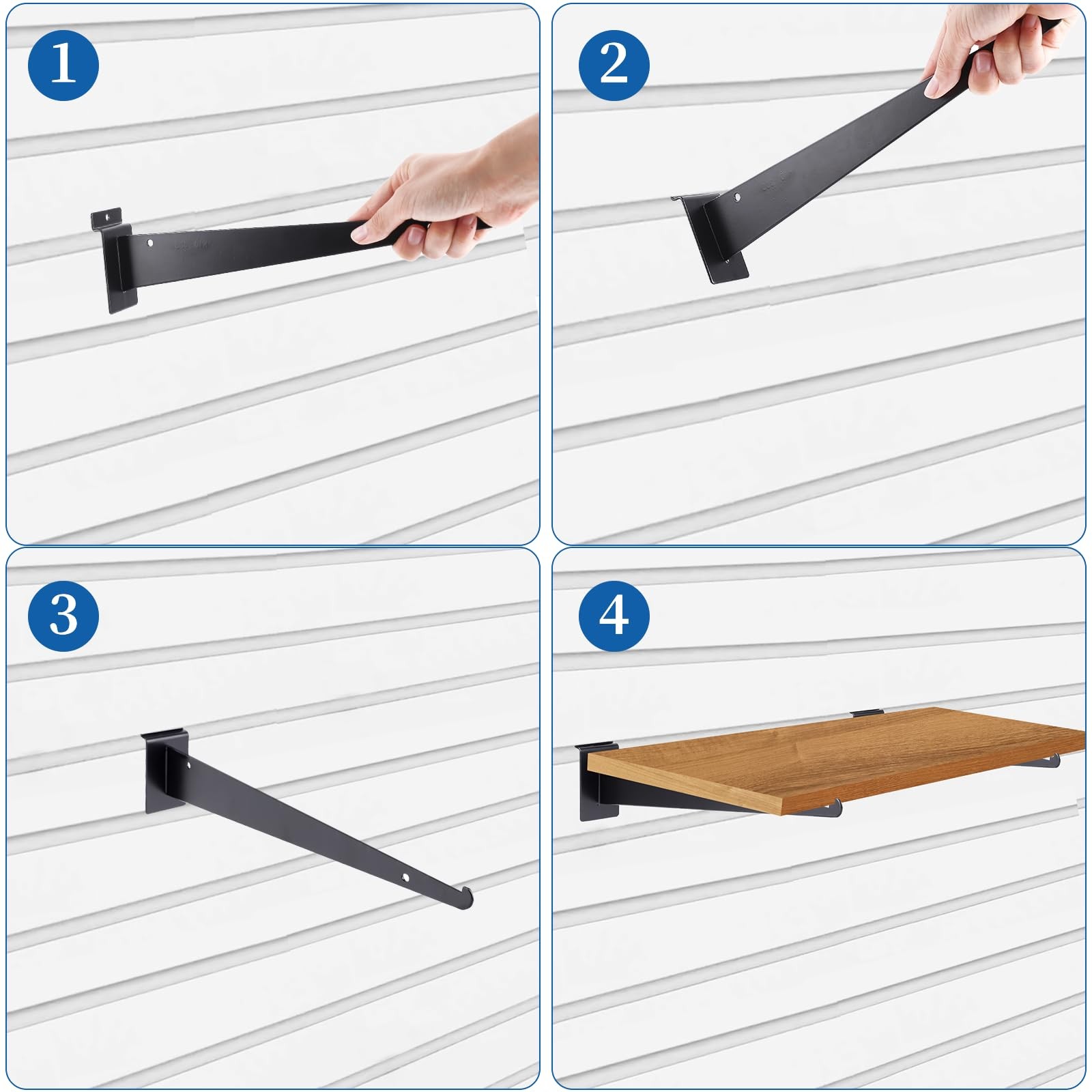 12 PCS Slatwall Shelf Brackets Metal Slat Wall Brackets With Lip Hardware