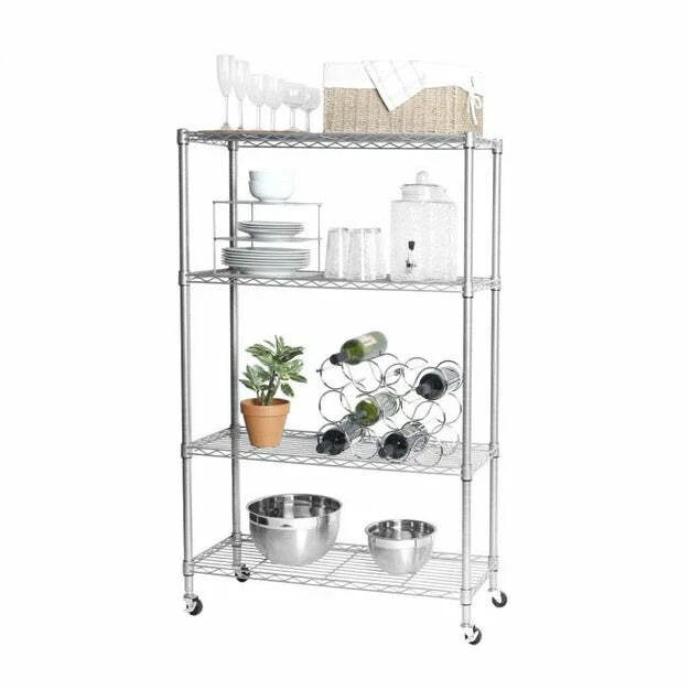 Seville Classics 4-Tier NSF Steel Wire Shelving, 36″ W X 14″ D X 56.5″ H, Silver