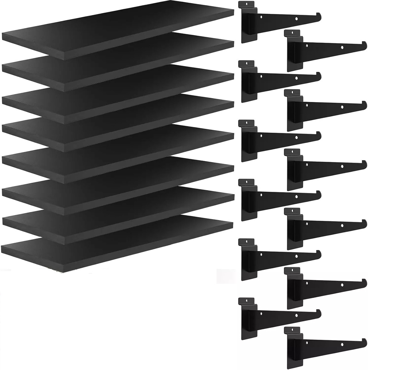 8 Pack Wooden Slatwall Shelf, 19.7 x 7.9 Inch Slatwall Shelves with Metal Bra…