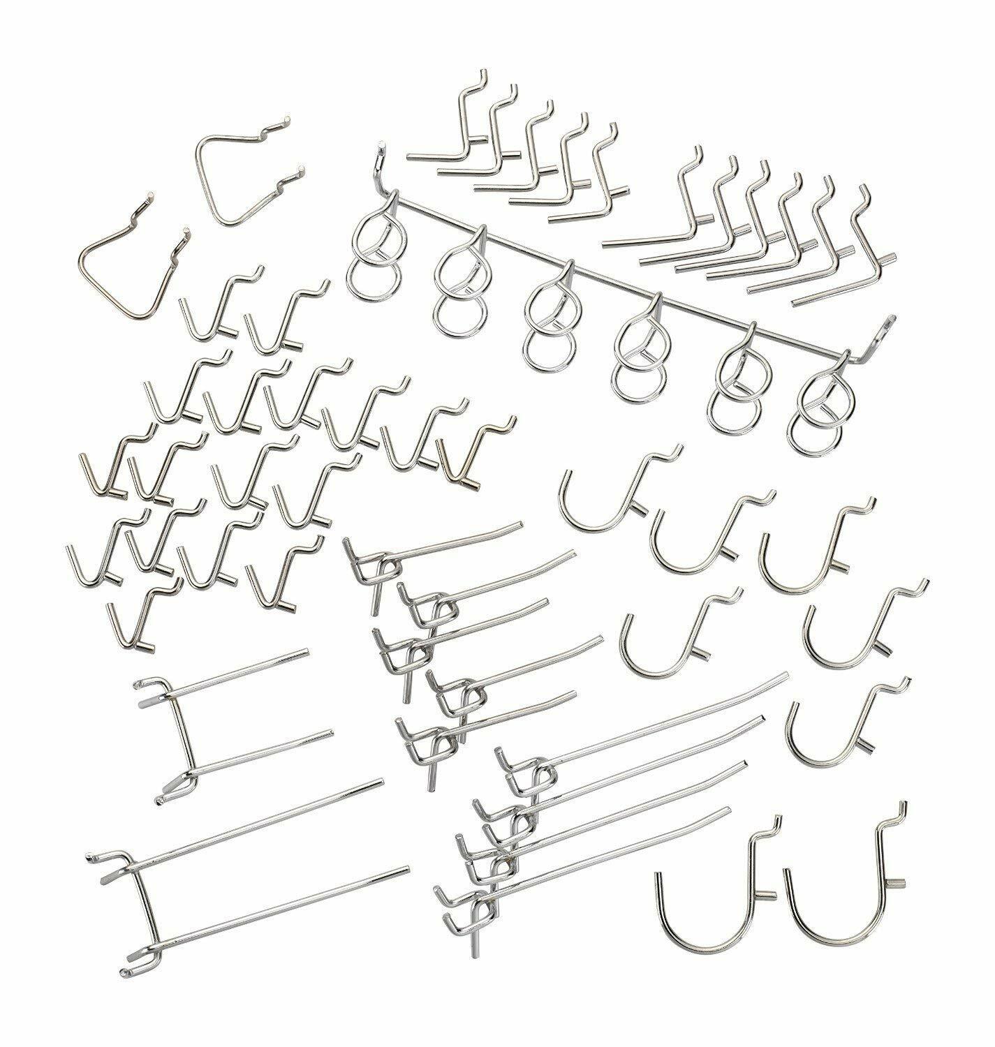 50 pc Pegboard Hook Organizer Assorted Set Peg Board Wall Shelf Tool Hanger
