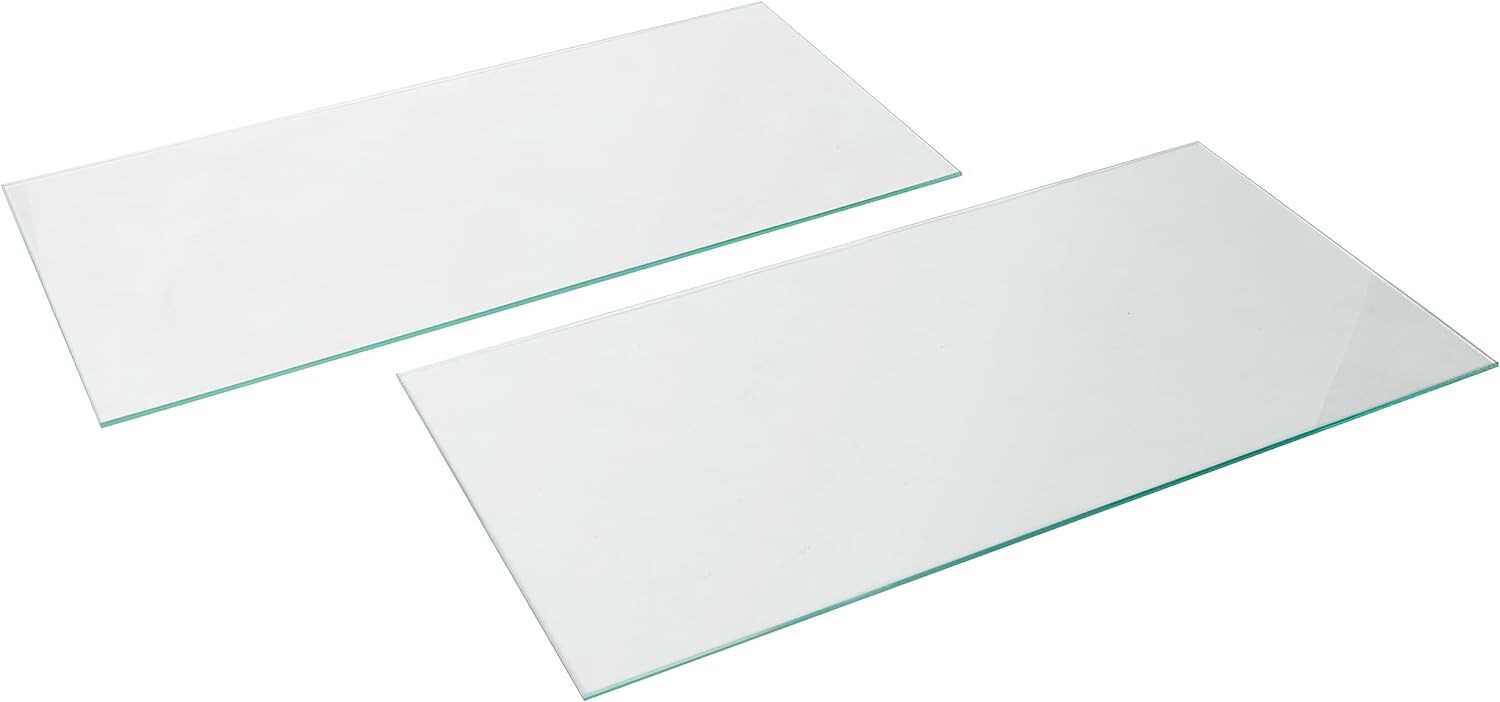 Tempered Glass Shelves 12″ Wide x 24″ Long x 3/16″ Set of 2 Beveled Edges
