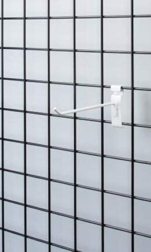 Lot of 100 Wire Grid Hooks 8″ White Hook Peg Gridwall 6mm Tubing 3″ OC Display