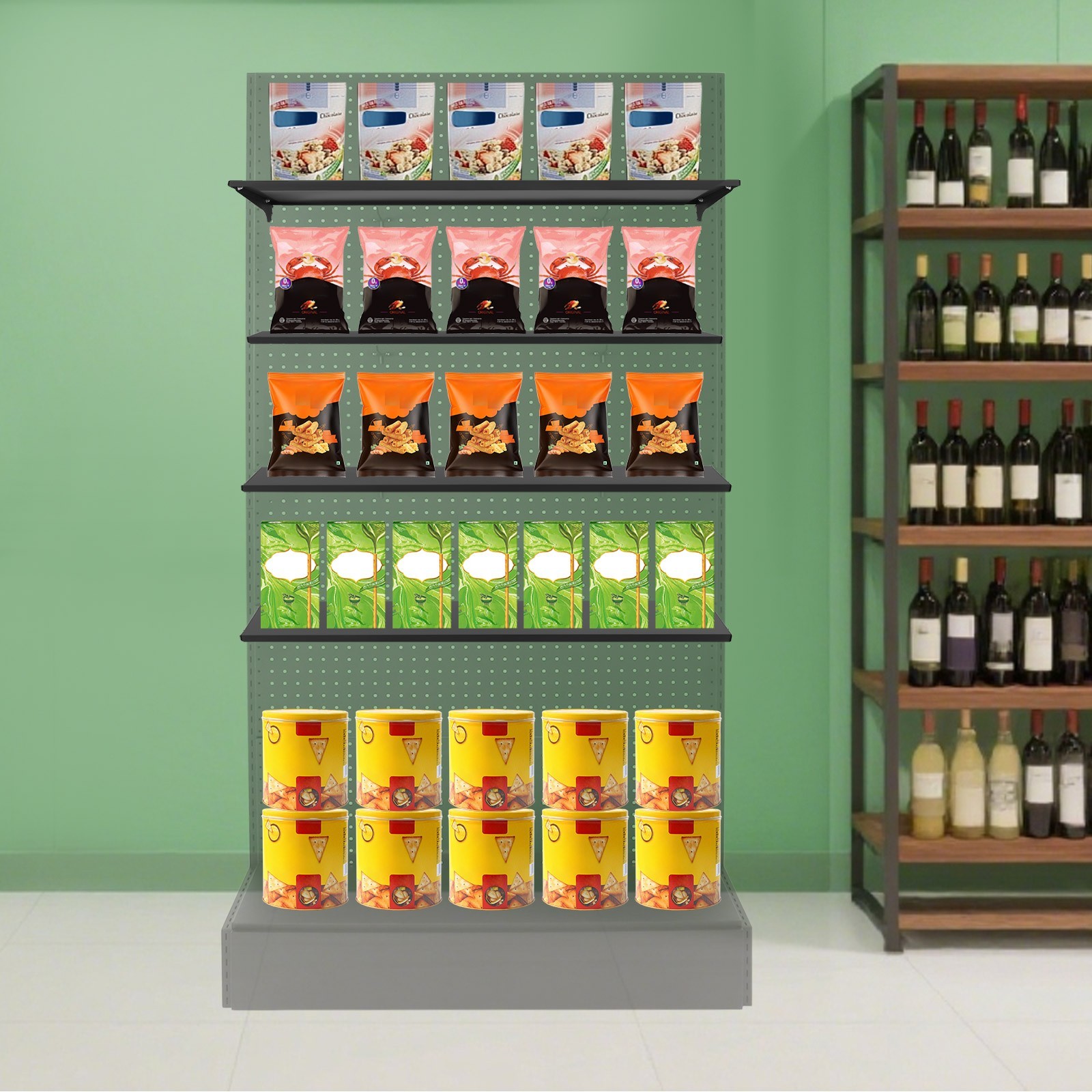 4 Shelves Modern End Shelf for Gondola Shelving Unit Retail Display Shelves