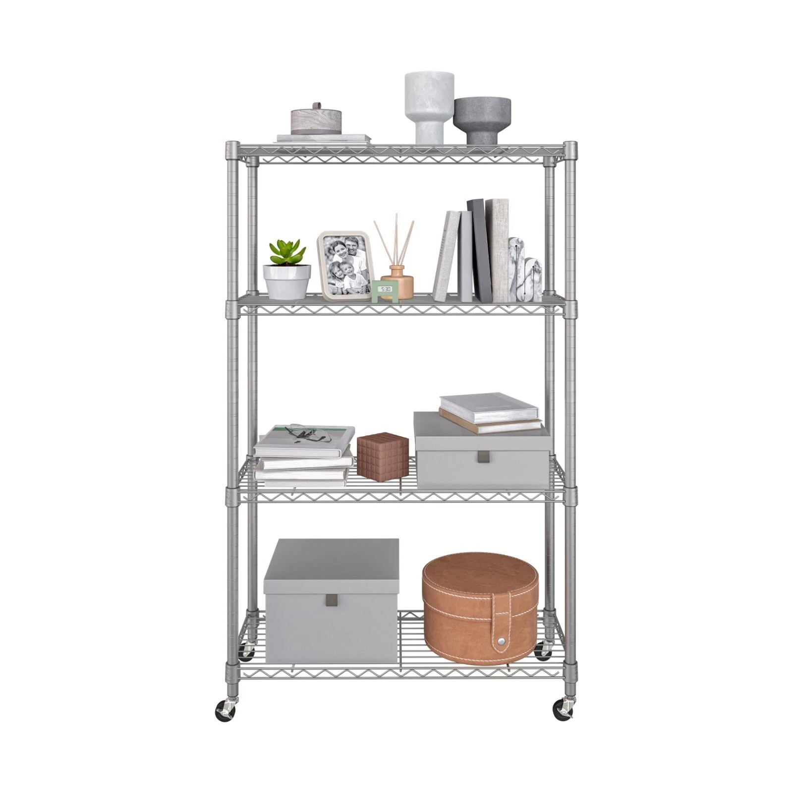 Seville Classics 4-Tier NSF Steel Wire Shelving, 36″ W X 14″ D X 56.5″ H, Silver