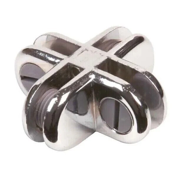 8 PCS CHROME 4 Way Glass Cube Connector Clip 3/16″ Tempered Glass Shelf