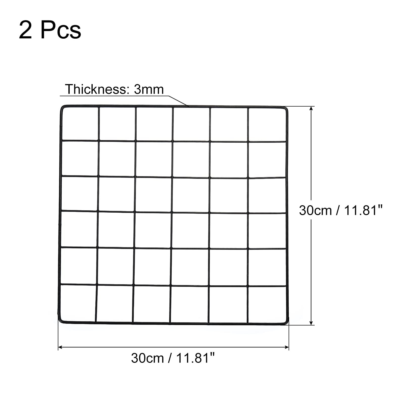 PATIKIL 12″x12″ Wire Grid Panel, 2 Pack Wall Decorative 12″x12″, Black
