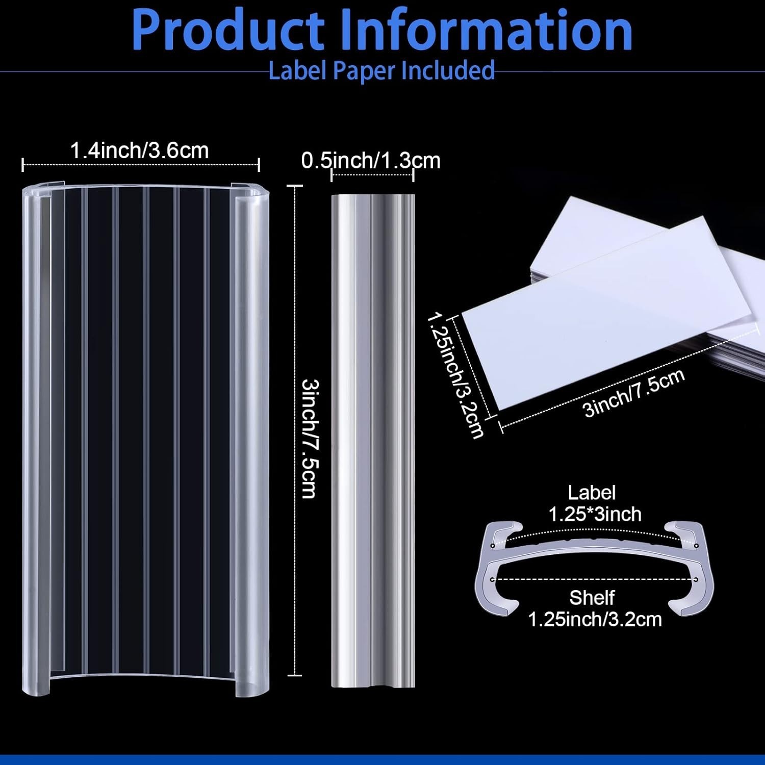 100 Pcs Plastic Wire Shelf with 100 Pcs Paper Inserts Wire Rack Label Holder …