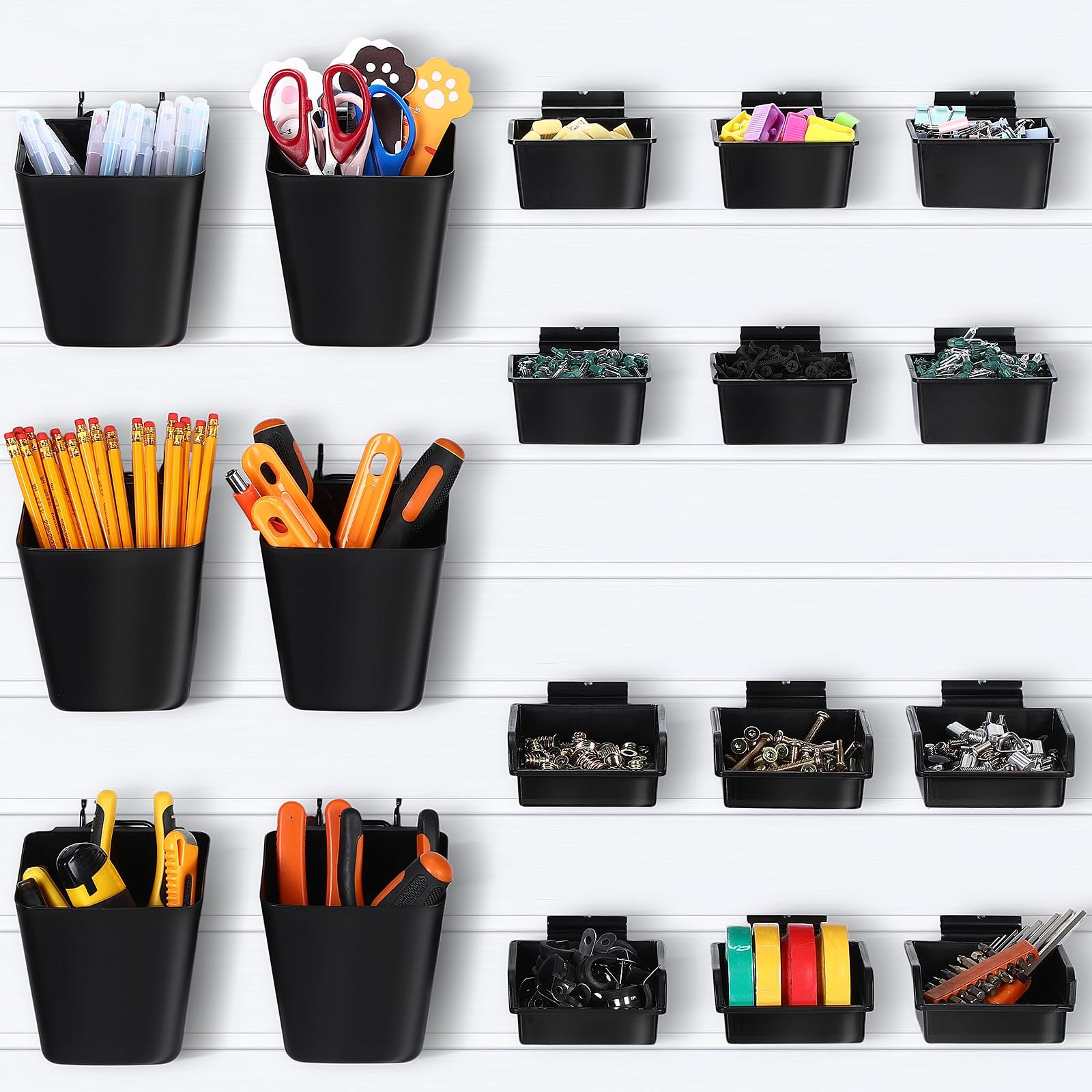 Uiifan 36 Pieces Slatwall Bins Set, Plastic Multi Size Style Slatwall Bins with