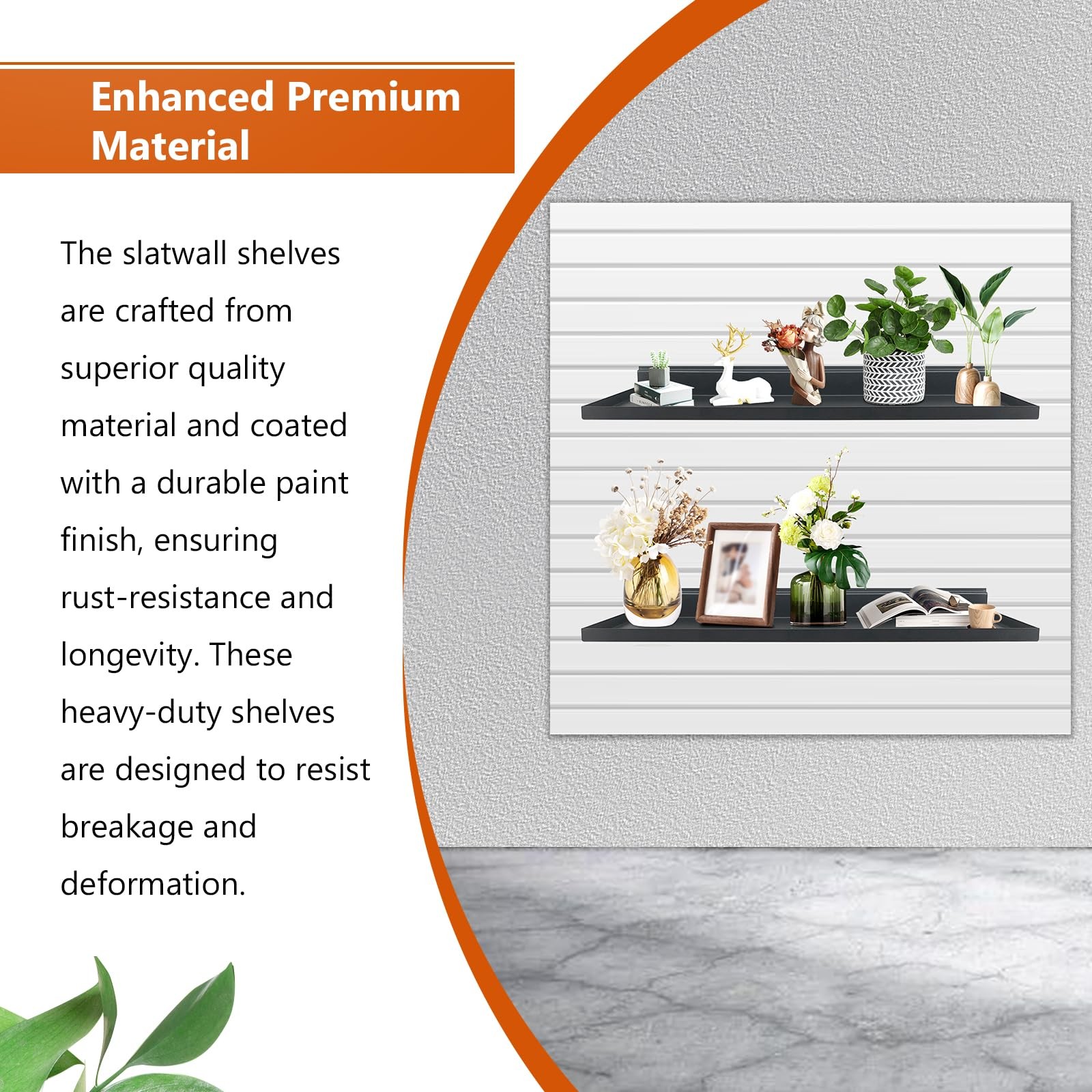 PEKGRIL 17X8 Inch Large Slatwall Shelves Set of 2, Metal Slat Wall Shelves Ac…
