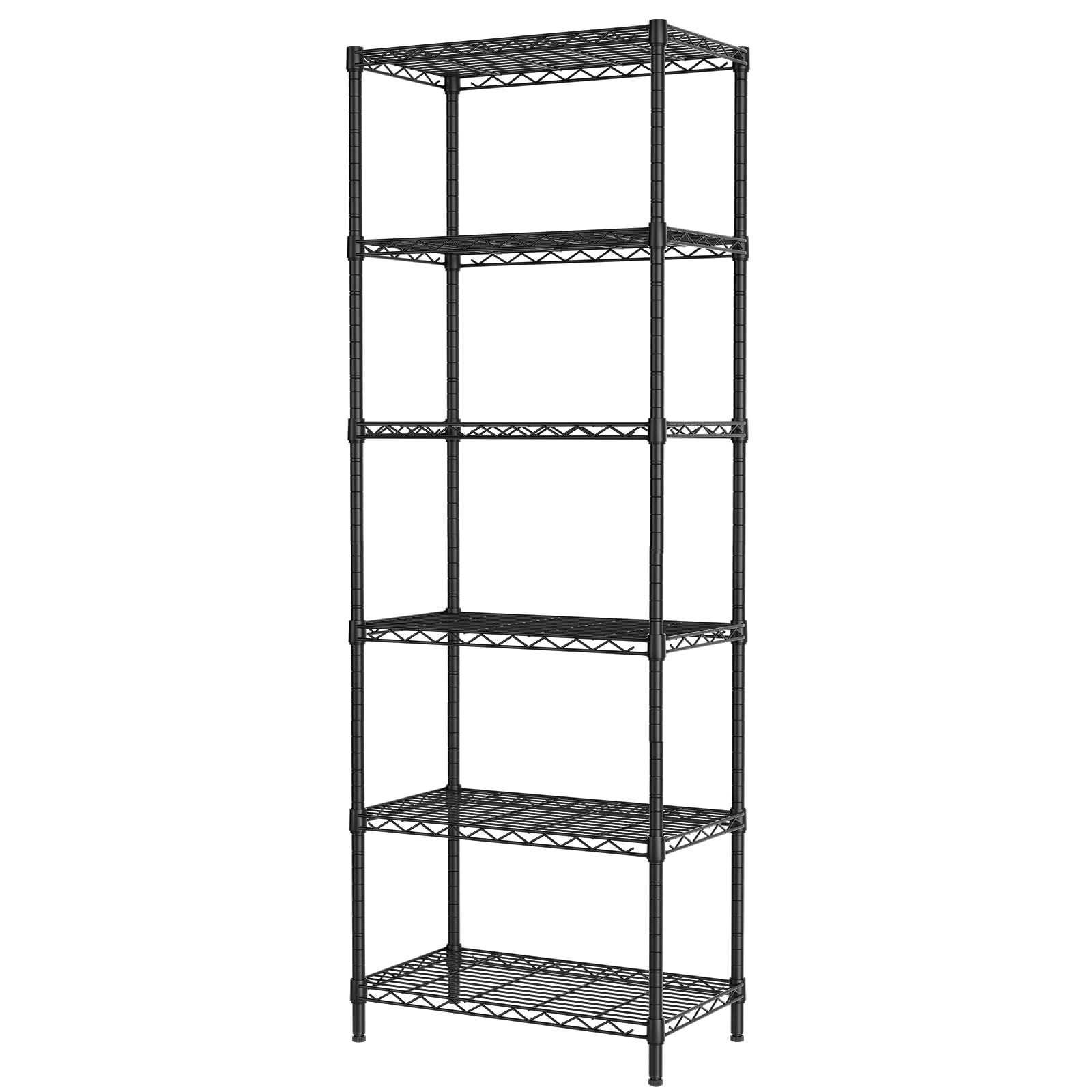 SINGAYE 6 Tier Adjustable Storage Shelf Wire 6 12″Dx22″Wx69.5″H, Black