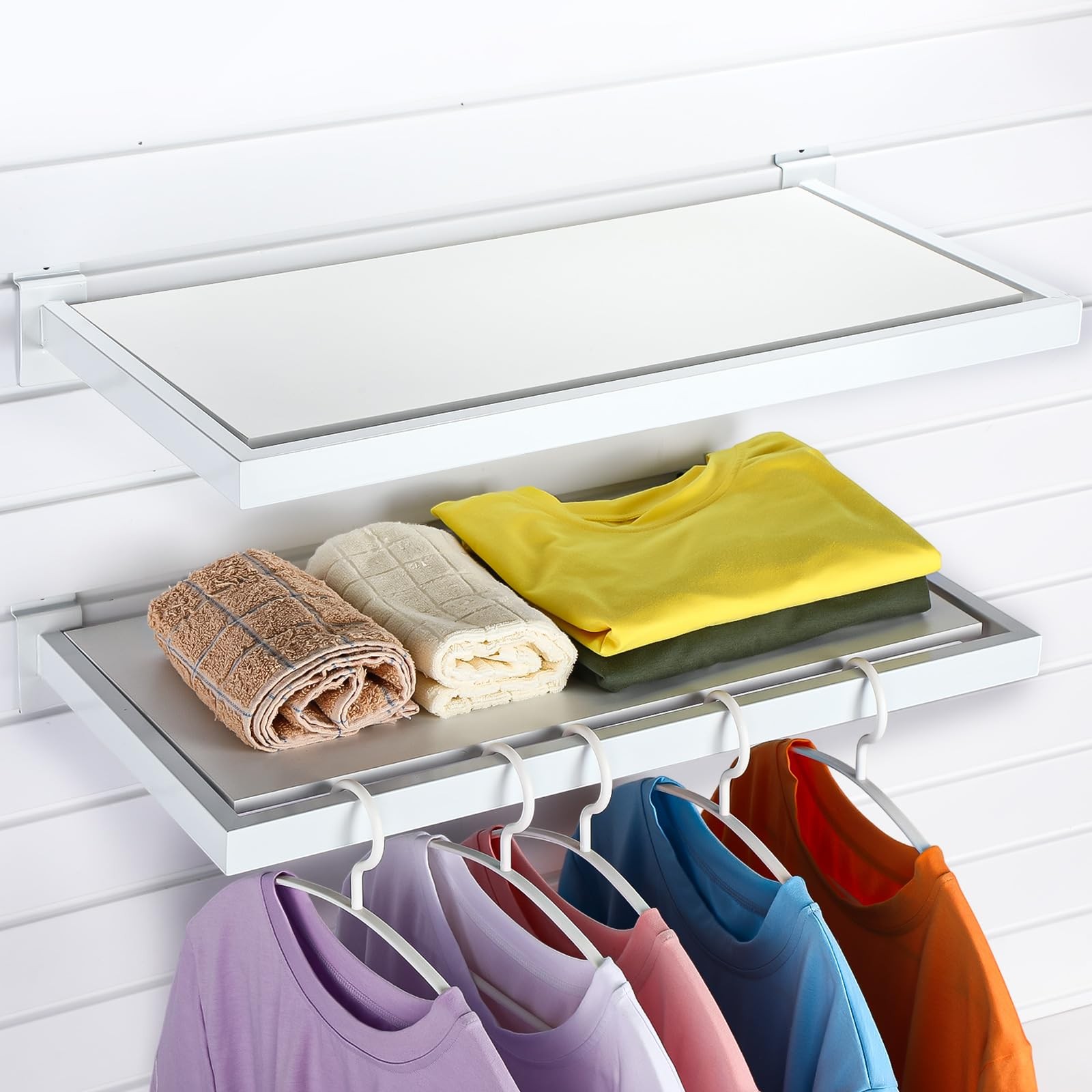 Blulu 2 Pack Slatwall Shelf, 23. 6×11. 8 Inch Wooden Wall Shelves with Metal …