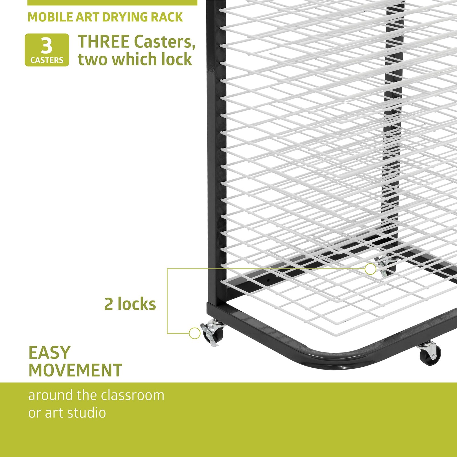 Pearington 25-Shelf Mobile/Wall Mountable Art Drying Rack 25 Shelves, Black
