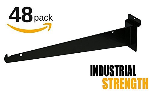 New 12″ Slatwall Shelf Brackets With Lip – Black 48 pieces