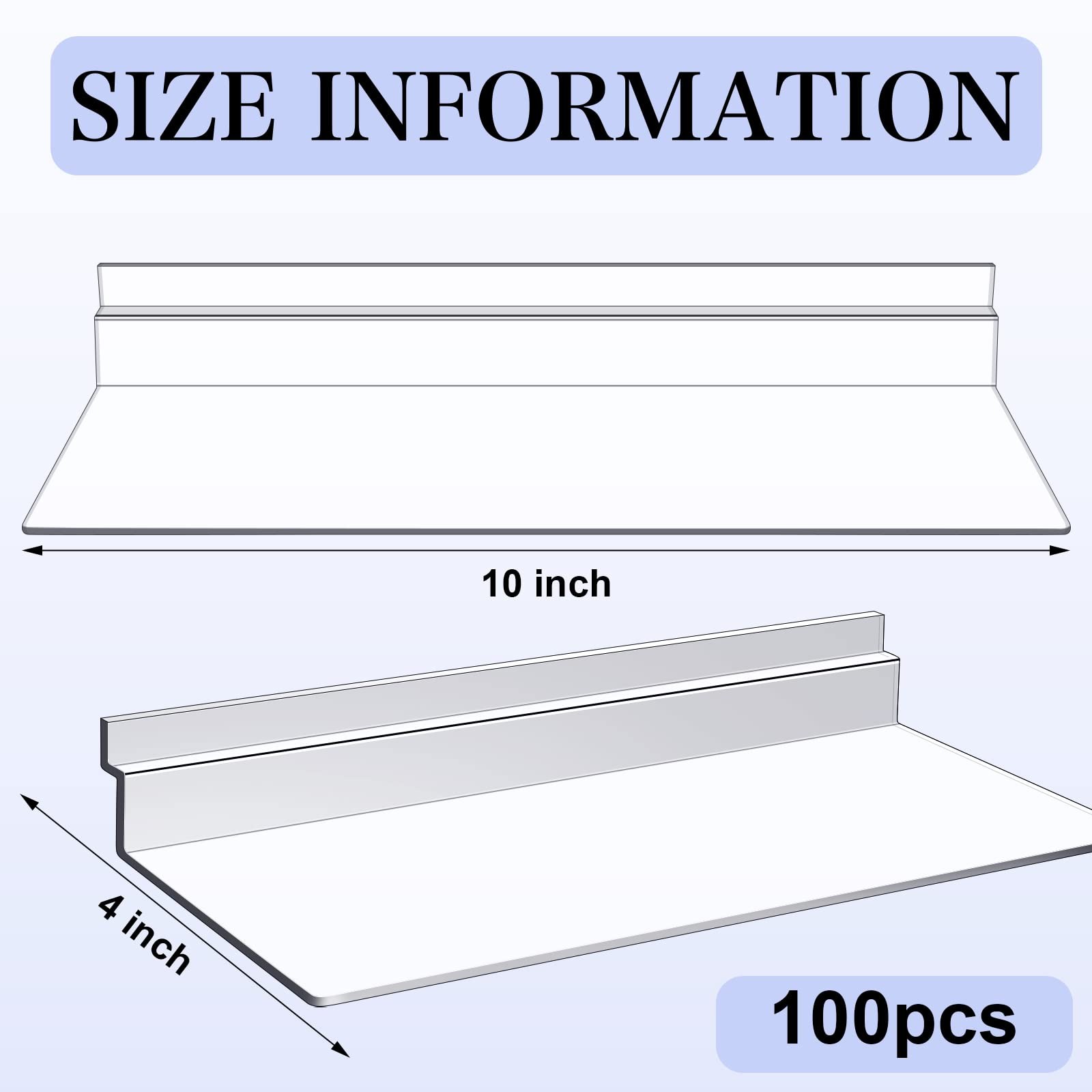 4 x 10 Inch Slatwall Shelves Hanging Slatwall Accessories Clear Slatwall Shelf P
