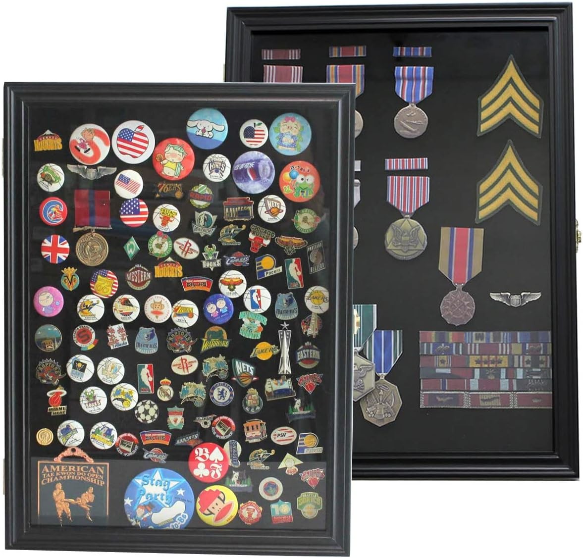 Large 19″X 14″ Pin Display Case Medal Shadow Box with 98% UV Black Finish