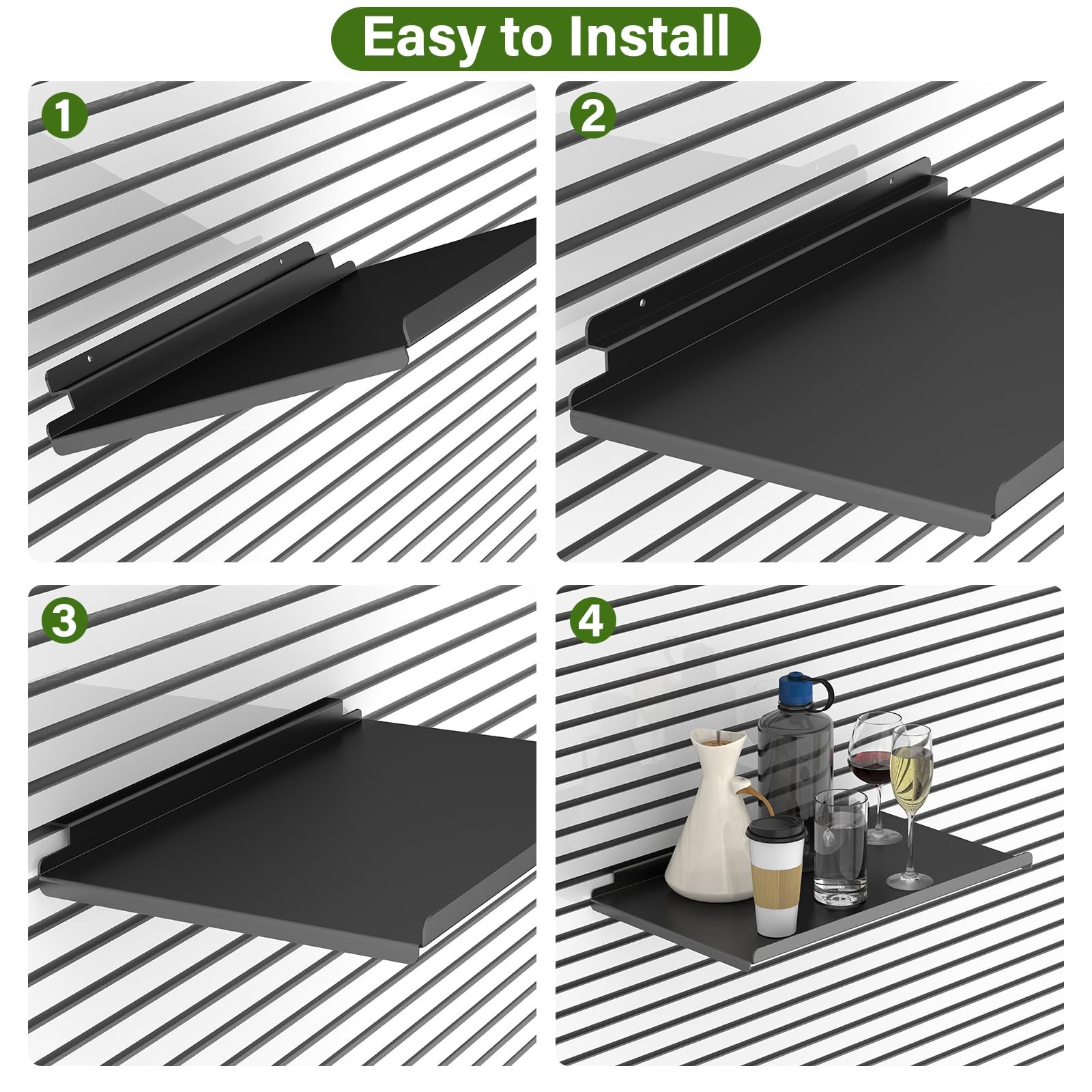 MQKIWAO 2 Pack 17X10 Inch Large Slatwall Shelves, Metal Slat Wall Shelves Acc…