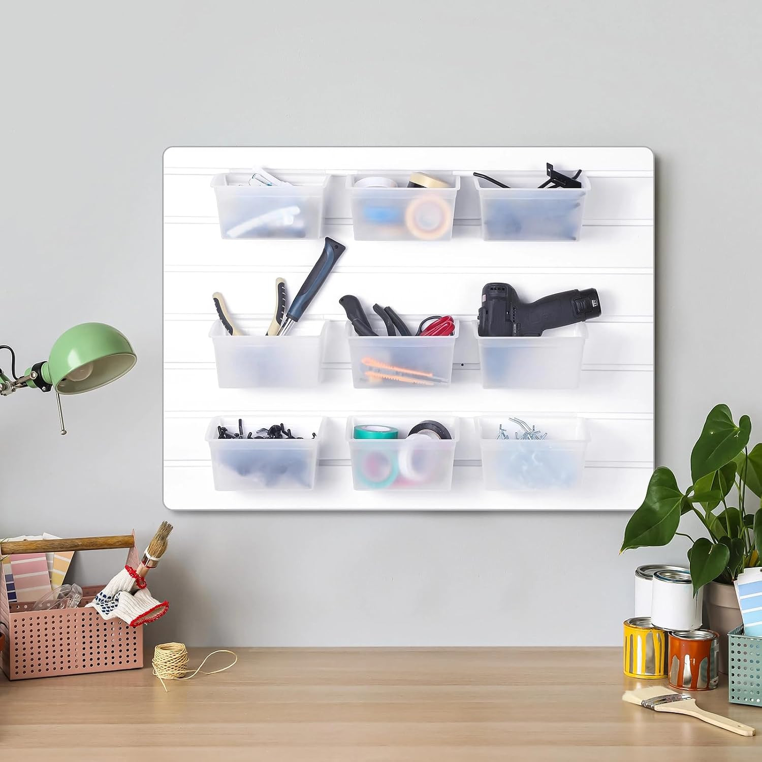 Unittype 12 Pcs Storage Bin Plastic Slatwall Bins for Slatwall Organizer Contain