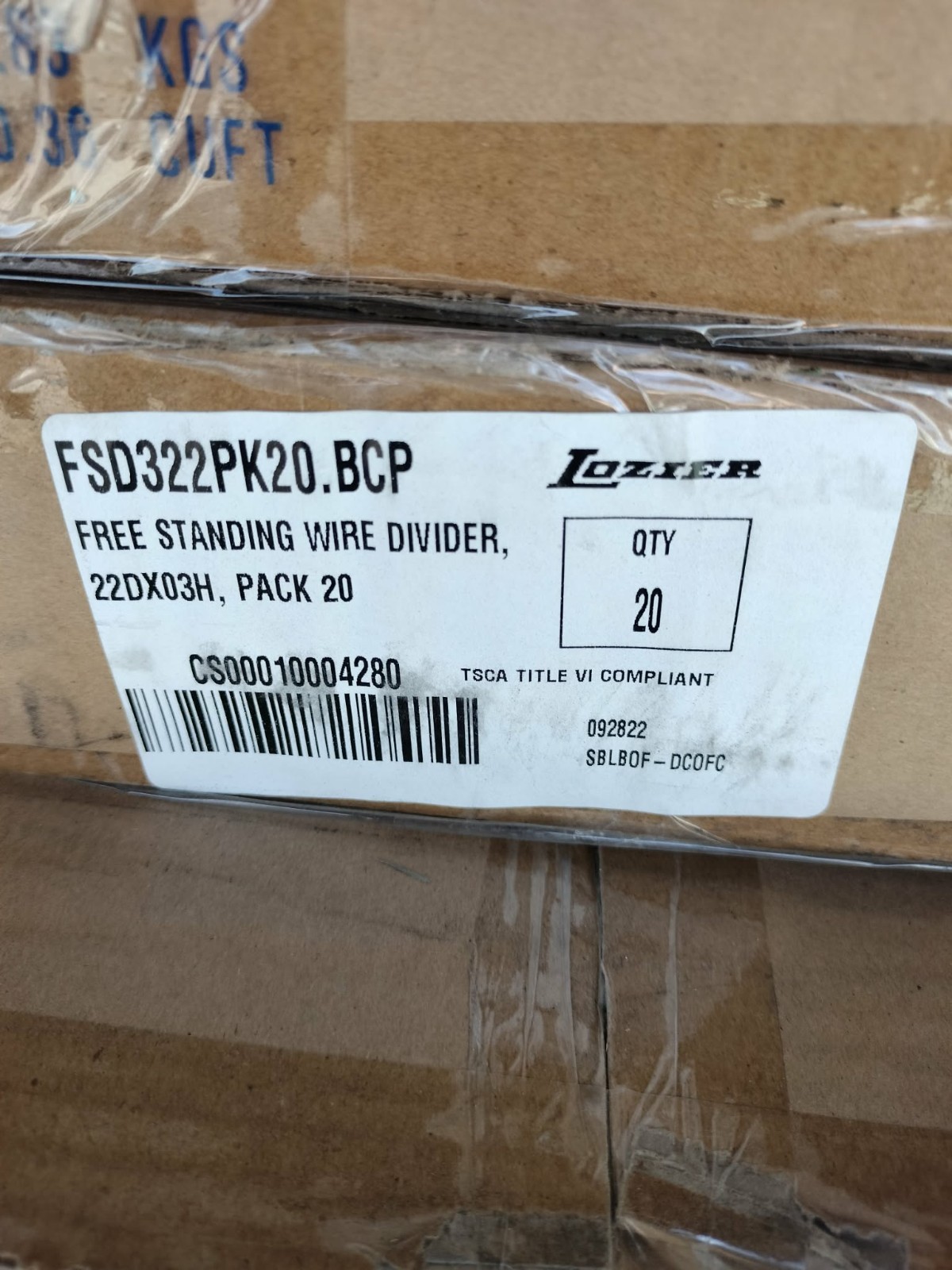 Lozier brand FSD322-ZNC Wire Shelf Divider 22″L x 3″H Case of 20 per box