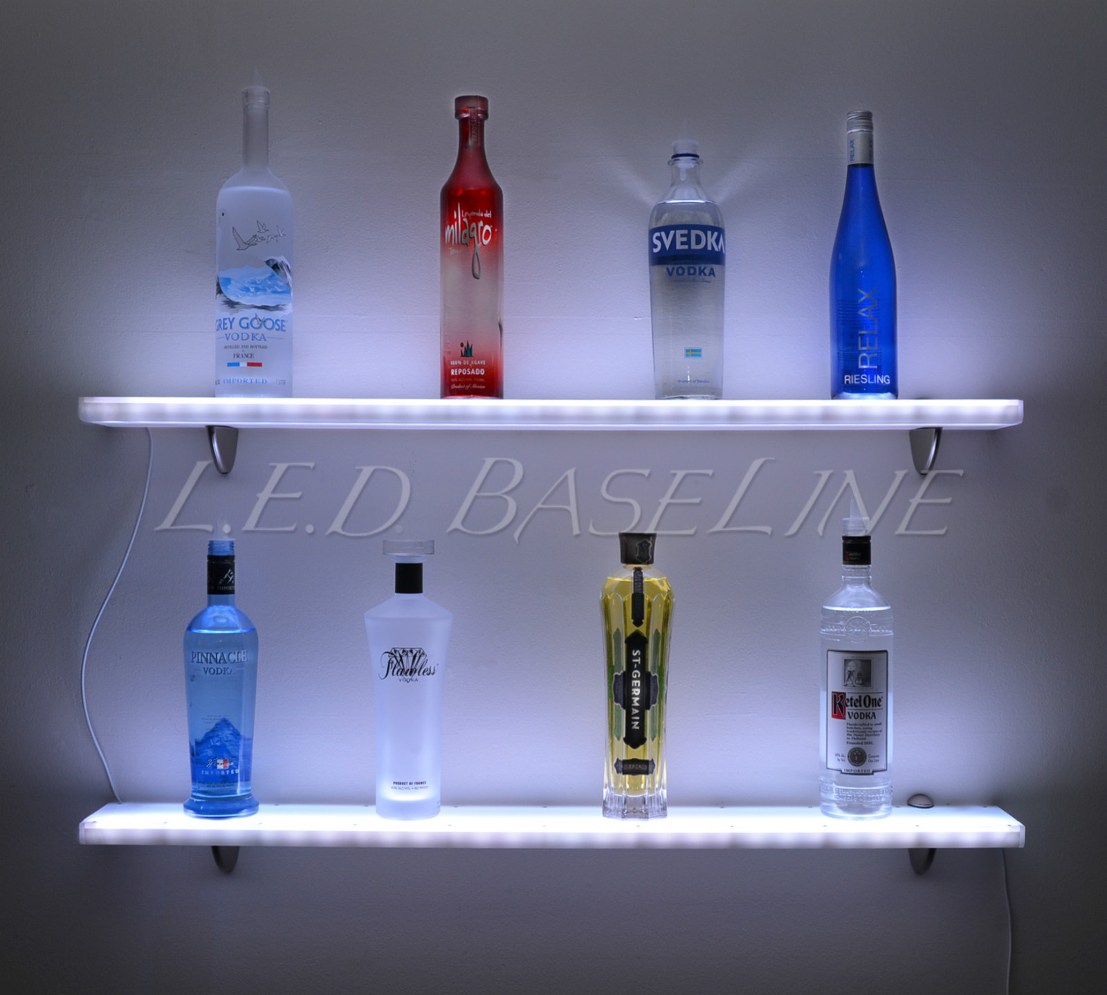24” WALL MOUNTED LED COLOR CHANGING REMOTE CONTROLLED ACRYLIC HOME/BAR SHELF