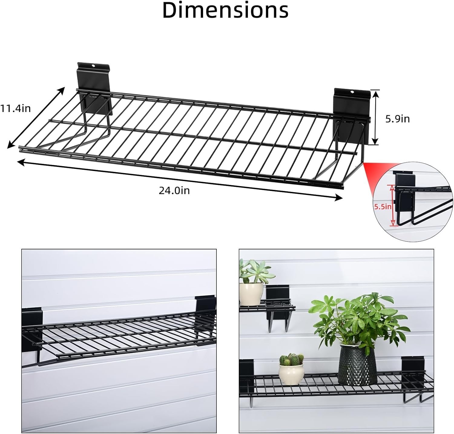 2-Pack Slatwall Wire Shelves 24 Heavy Duty Garage Storage Accessories