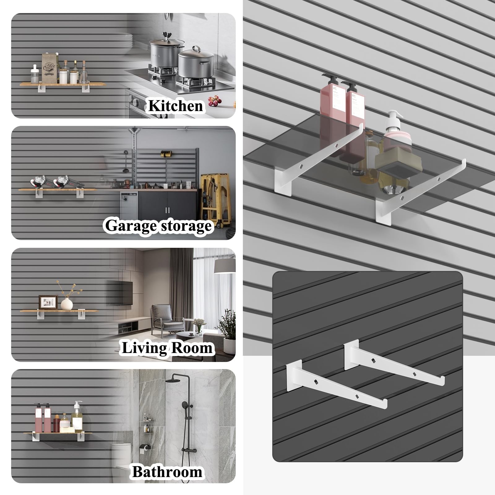 12 Inch Slatwall Shelf Bracket Set of 12, Heavy Duty Slat Wall Shelf Bracket,…