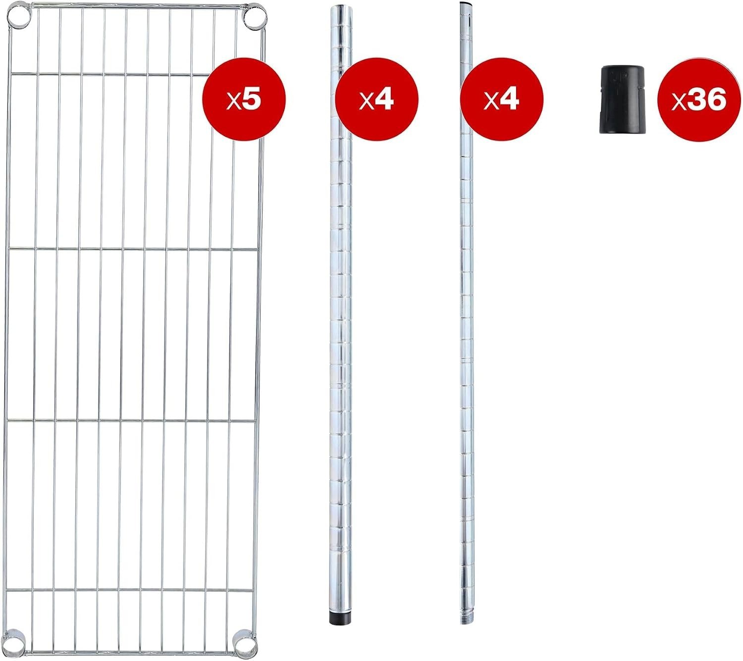 ALE Residential Wire Shelving Four-Shelf 36w x 14d x 54h Silver