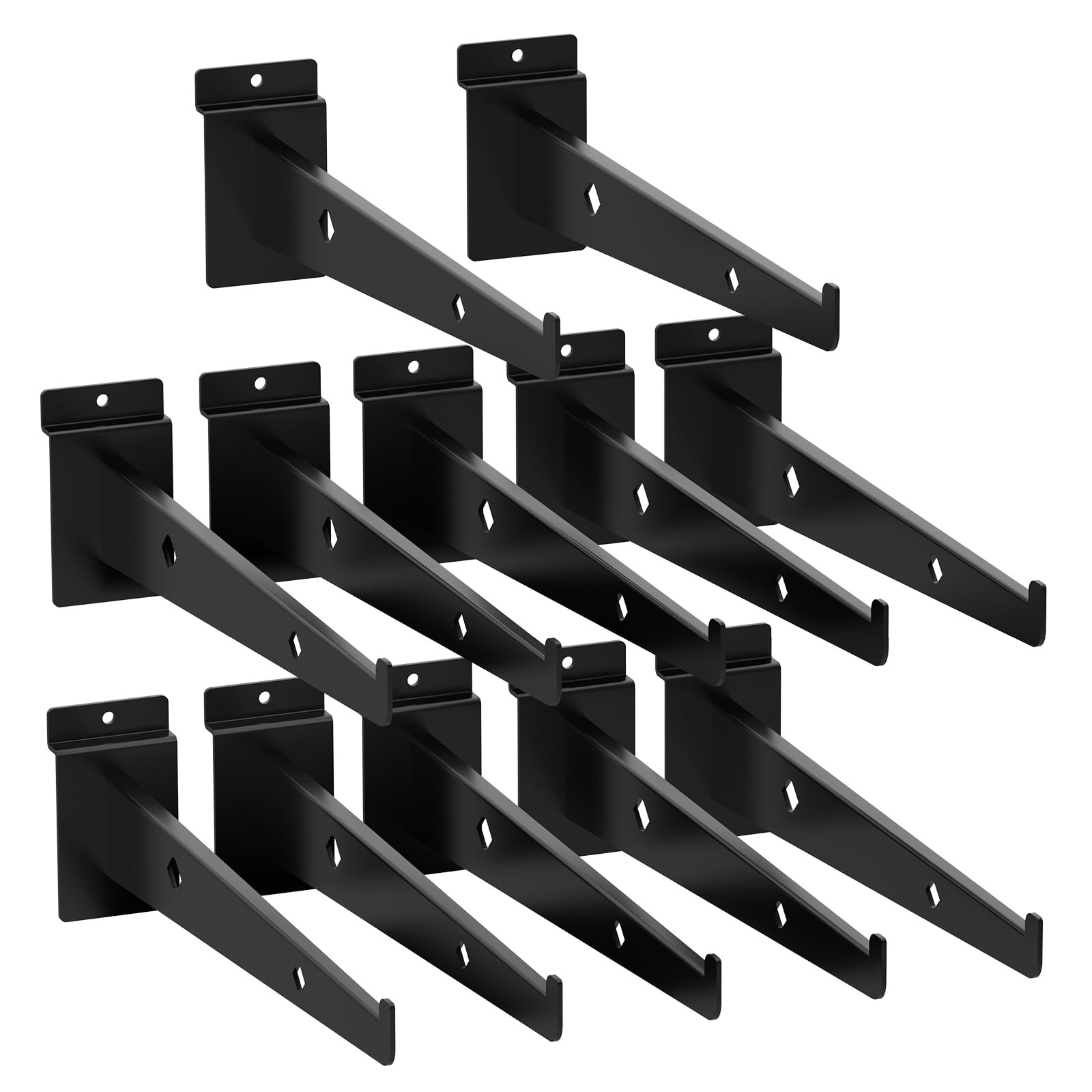 12 Inch Slatwall Shelf Bracket Set of 12 Heavy Duty Metal Display Hangers Black