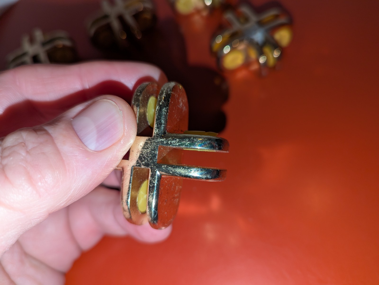 Lot of 8 Gold Colored 4-Way Glass Connector for 3/16 Inch Tempered Glass Shelf
