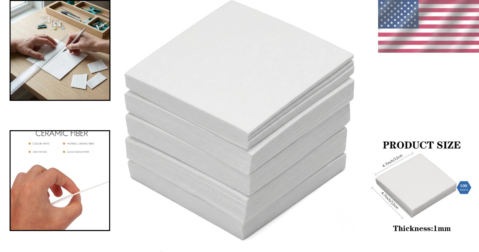 Versatile 100 Pack Kiln Shelf Paper for Perfect Glass Fusing – 4.7 x 4.7 Inches