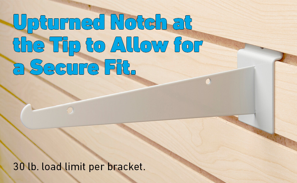 14″ 10″ 8″ Slatwall Knife Shelf Bracket White 30 lbs Weight Limit Pack of 6