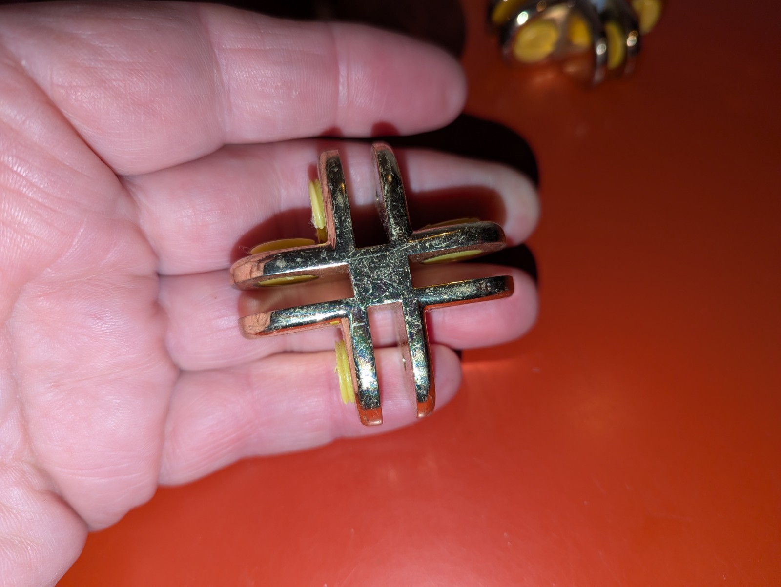 Lot of 8 Gold Colored 4-Way Glass Connector for 3/16 Inch Tempered Glass Shelf