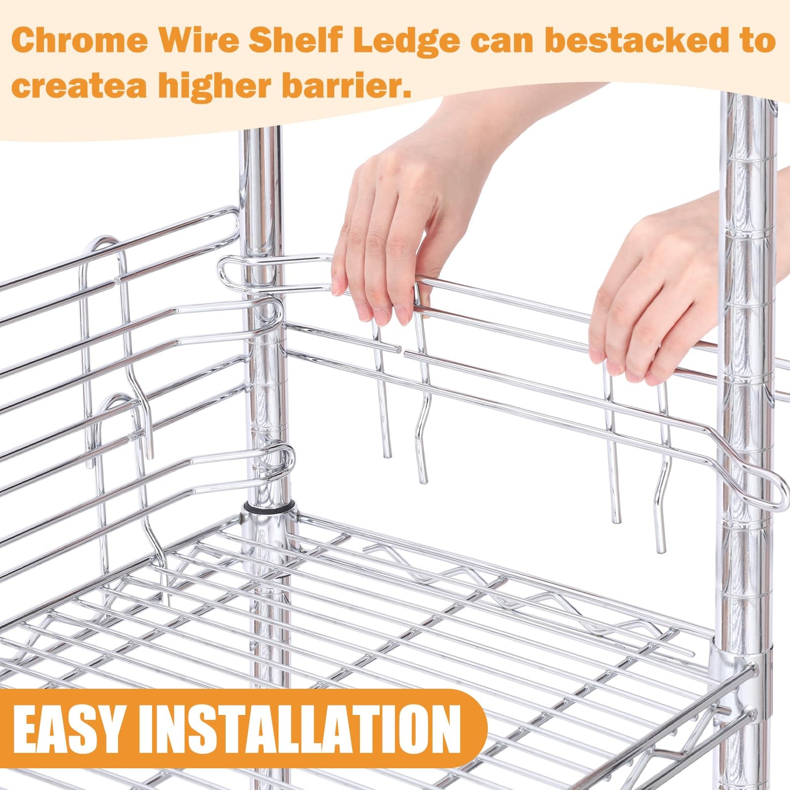 MorningRo 4 Pcs Chrome Wire Shelf Ledge 14″ L x 5″ H L X H, Silver