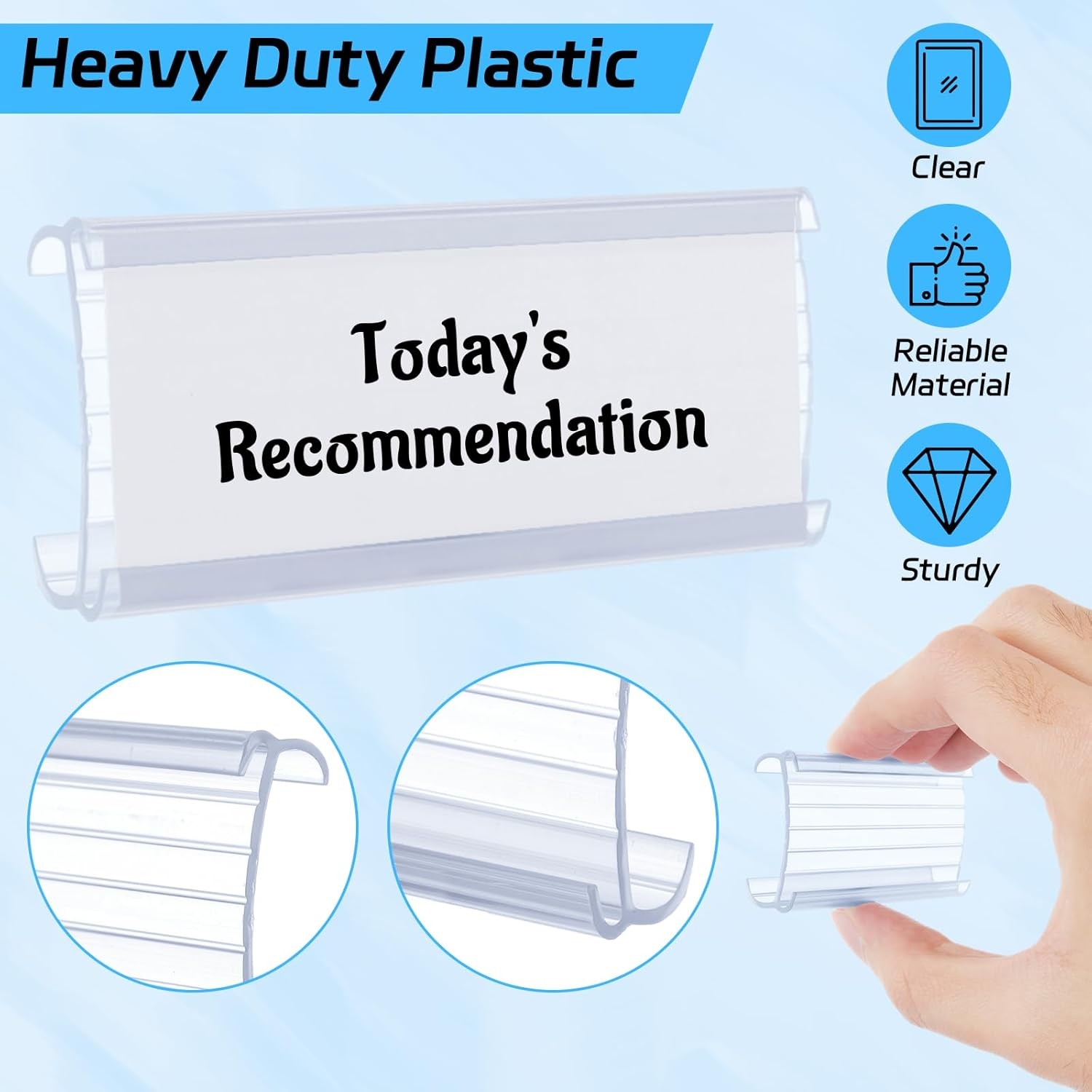 200 PCS Wire Shelf Label Holder W/ Label Paper Inserts Clear Metro Shelf Clips