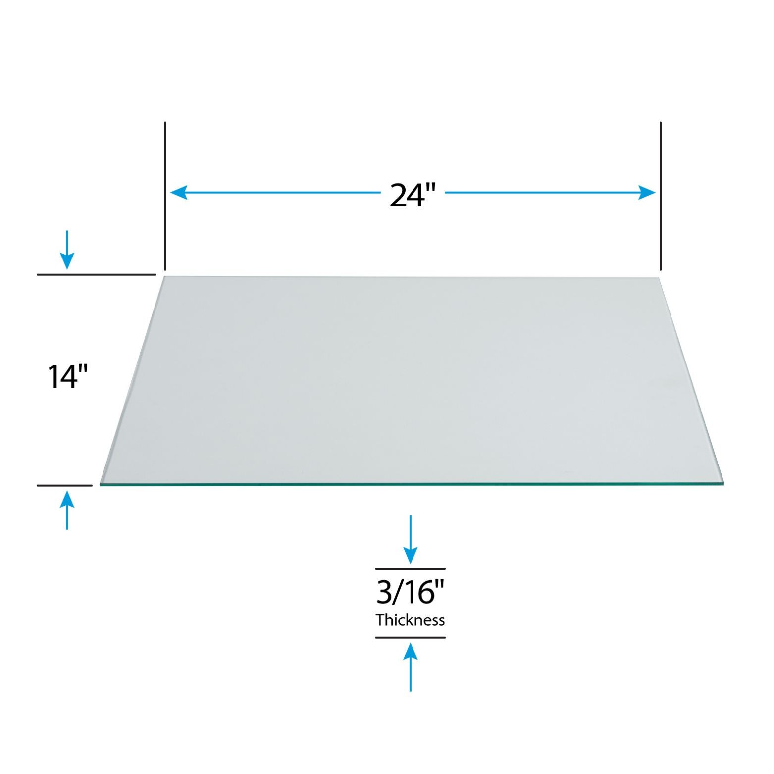 SSWBasics Tempered Glass Shelf – 14″W x 24″L x 3/16″ – Set of 2