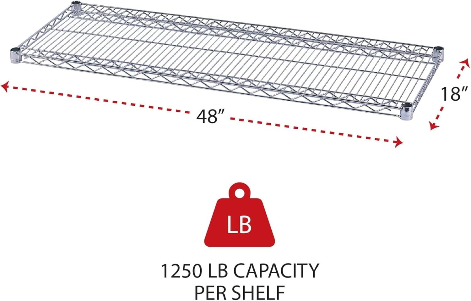 ALE Industrial Wire Shelving Extra Wire Shelves 48w x 18d Silver Case of 2