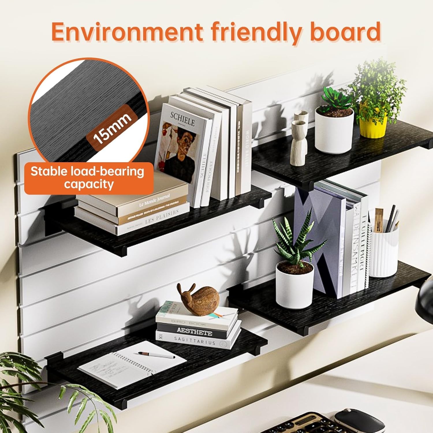 Durable 2-Pack Wood Slatwall Shelves for Modern Garage & Retail Display – 24’…