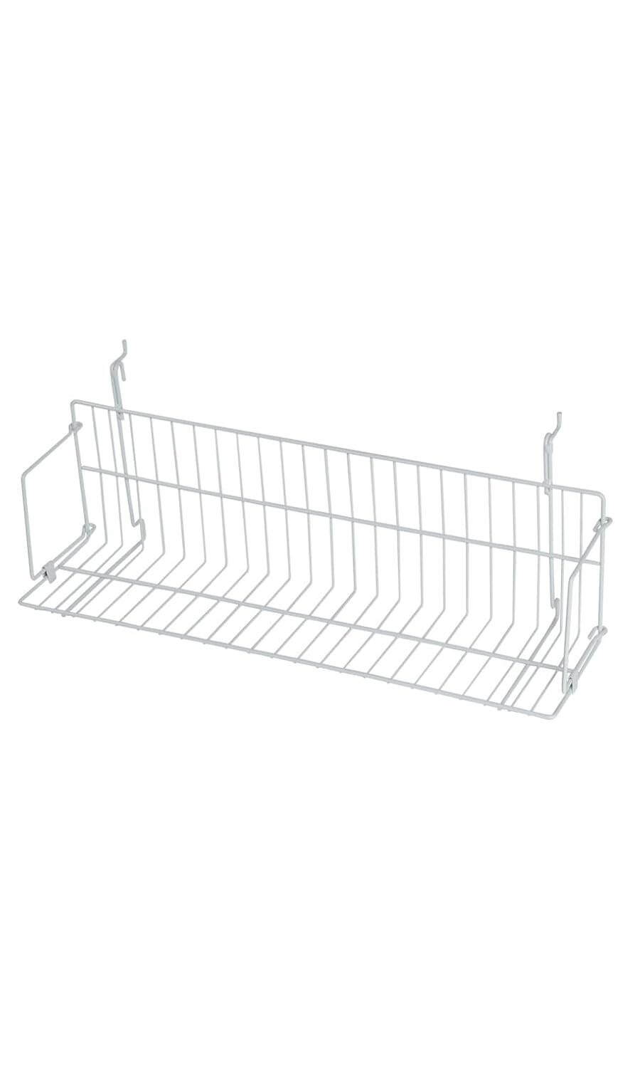 24 x 6 x 6 ½” White Media Grid Shelf CD DVD Cassette Slatwall Wire Grid