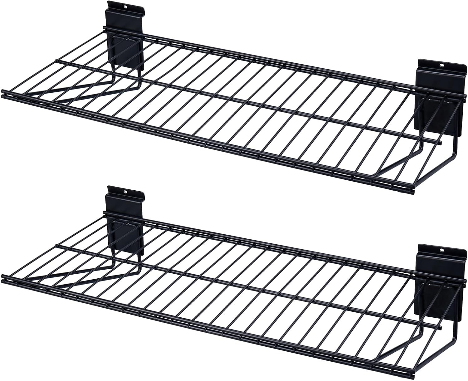 Sturdy 24-Inch Black Slat Wall Accessories – Easy Mount Shelving – 2 Piece Set
