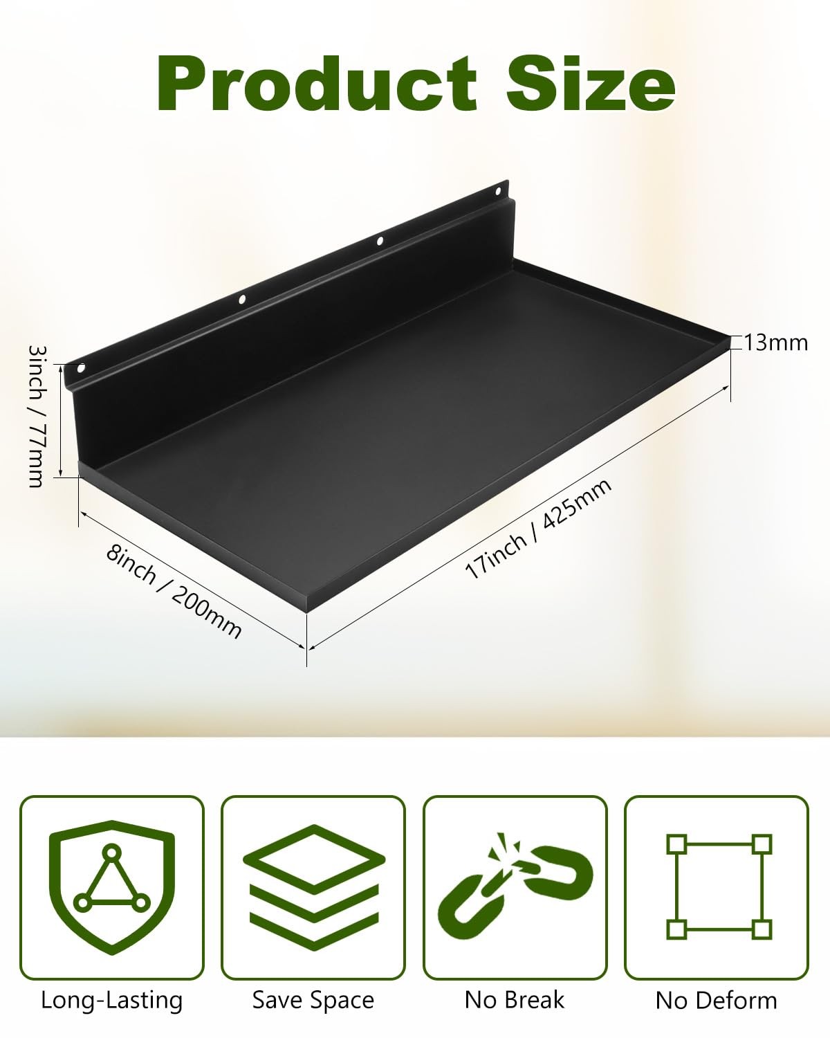 Alffun Metal Slatwall Shelves, 8 Pack 17×8 Inch Slat Wall Hanging Shelf Acces…