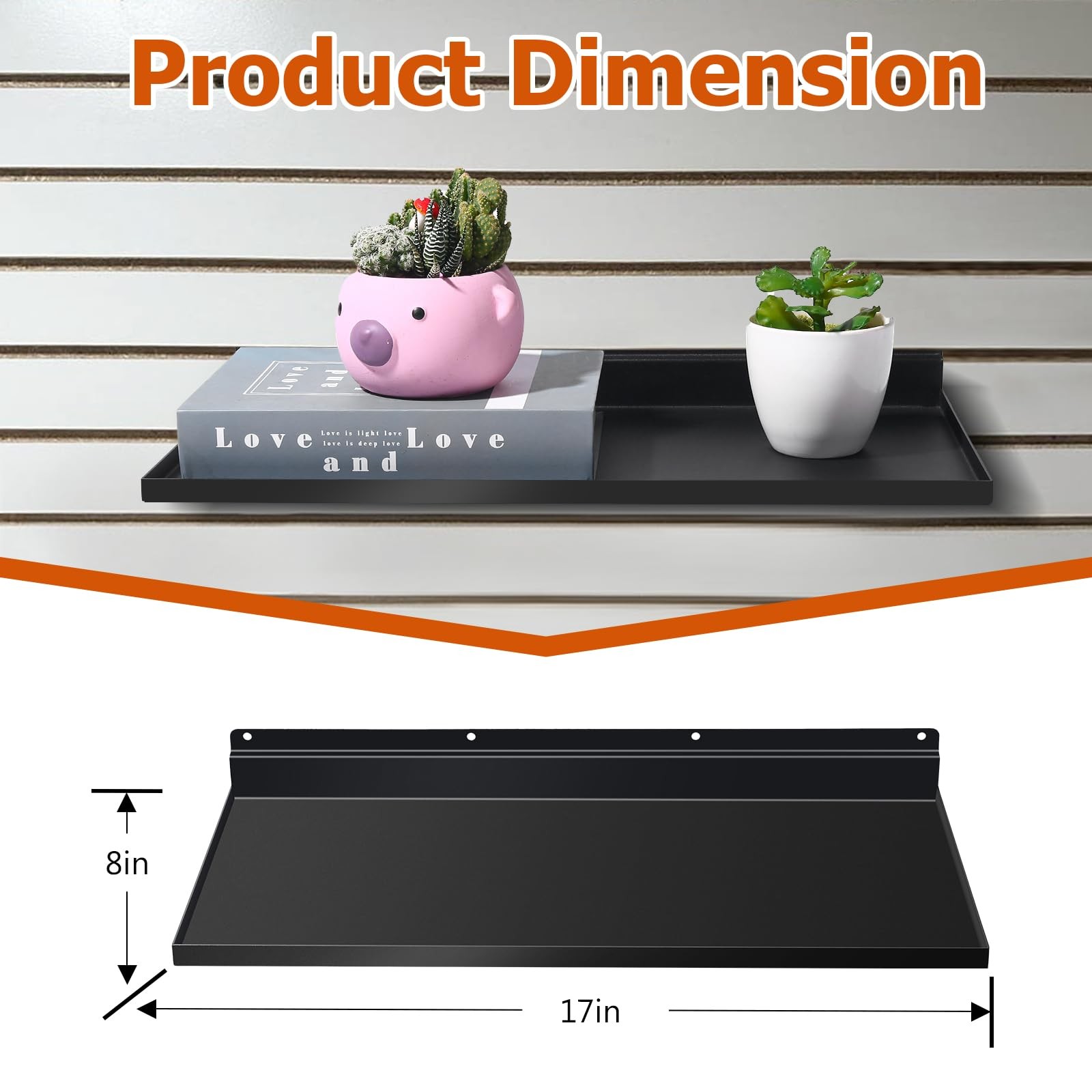 PEKGRIL 17X8 Inch Large Slatwall Shelves Set of 2, Metal Slat Wall Shelves Ac…