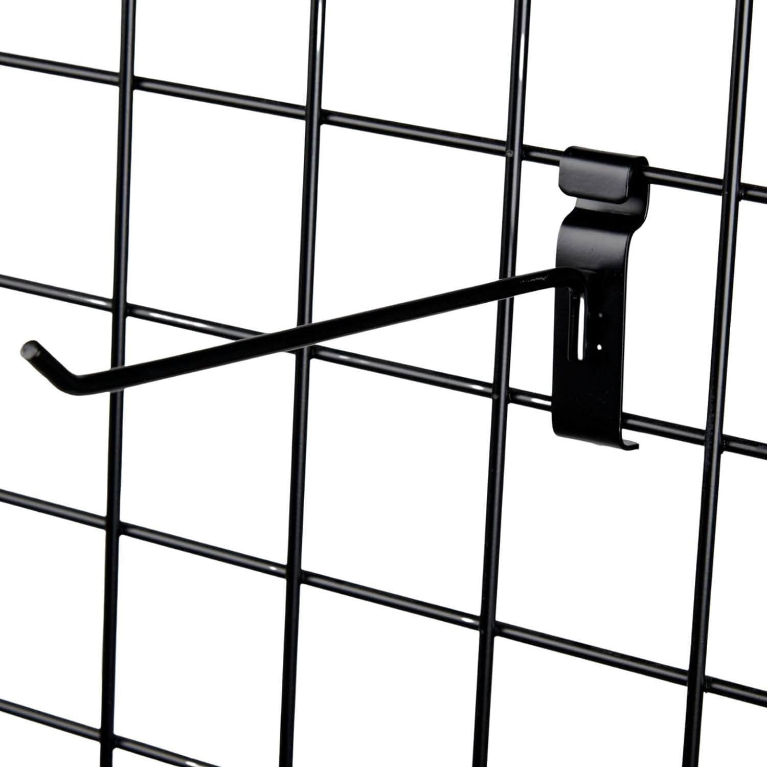 10″ Wire Grid Hooks Hook Peg Gridwall 100 Black 6mm Tubing 3″ OC Display Slat