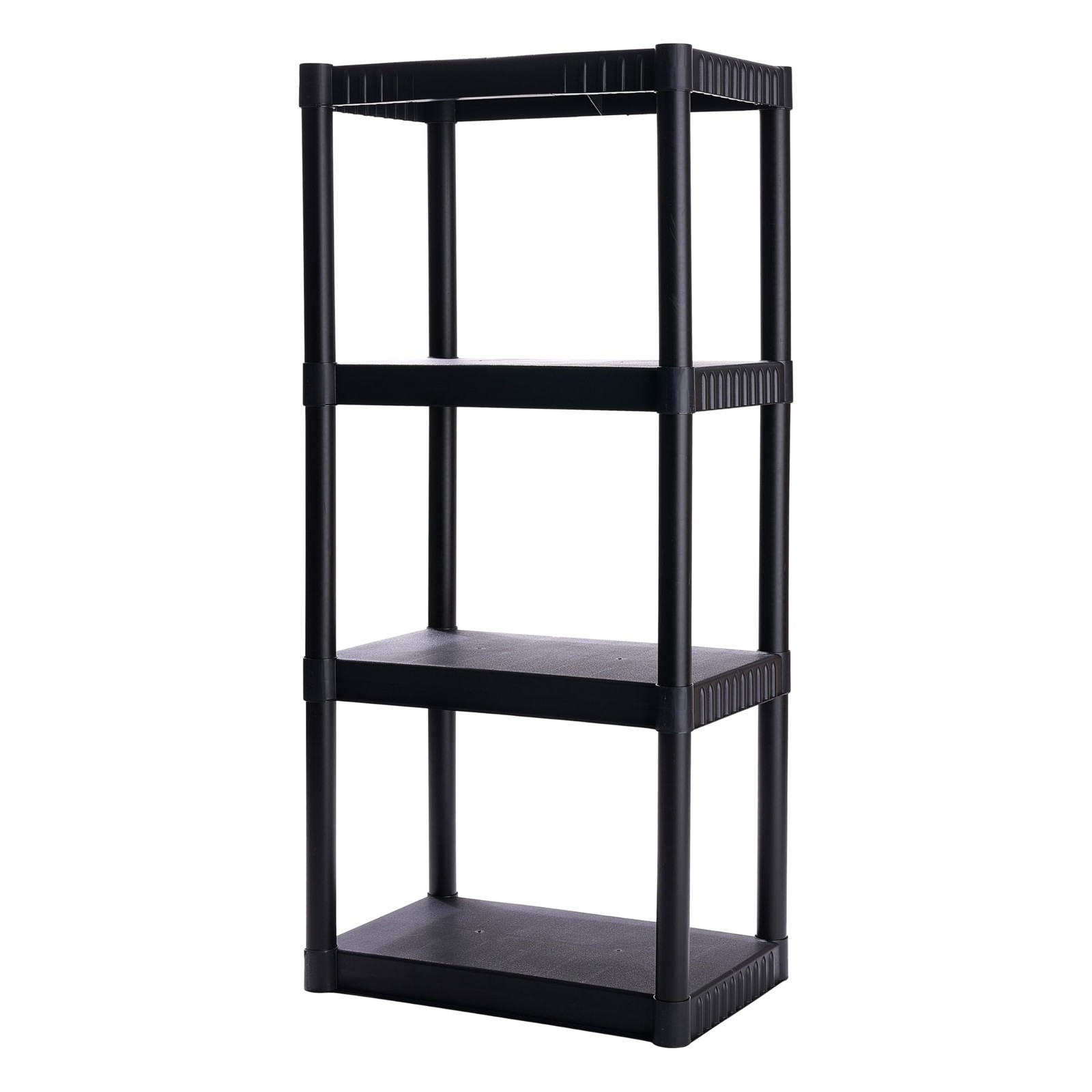 Plano 4-Shelf Plastic Storage Shelves, 48” x 23” x 14”, 200lb, Black