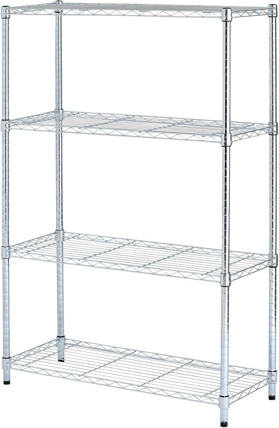 ALE 4-Shelf Wire Shelving Unit, 36″W x 14″D x 54″H, Silver Finish