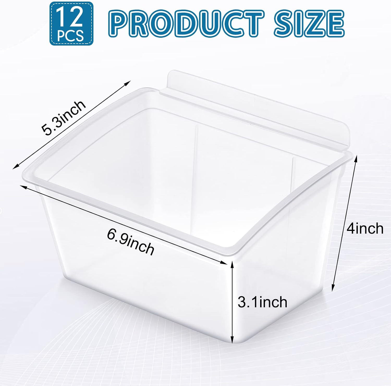 Unittype 12 Pcs Storage Bin Plastic Slatwall Bins for Slatwall Organizer Contain