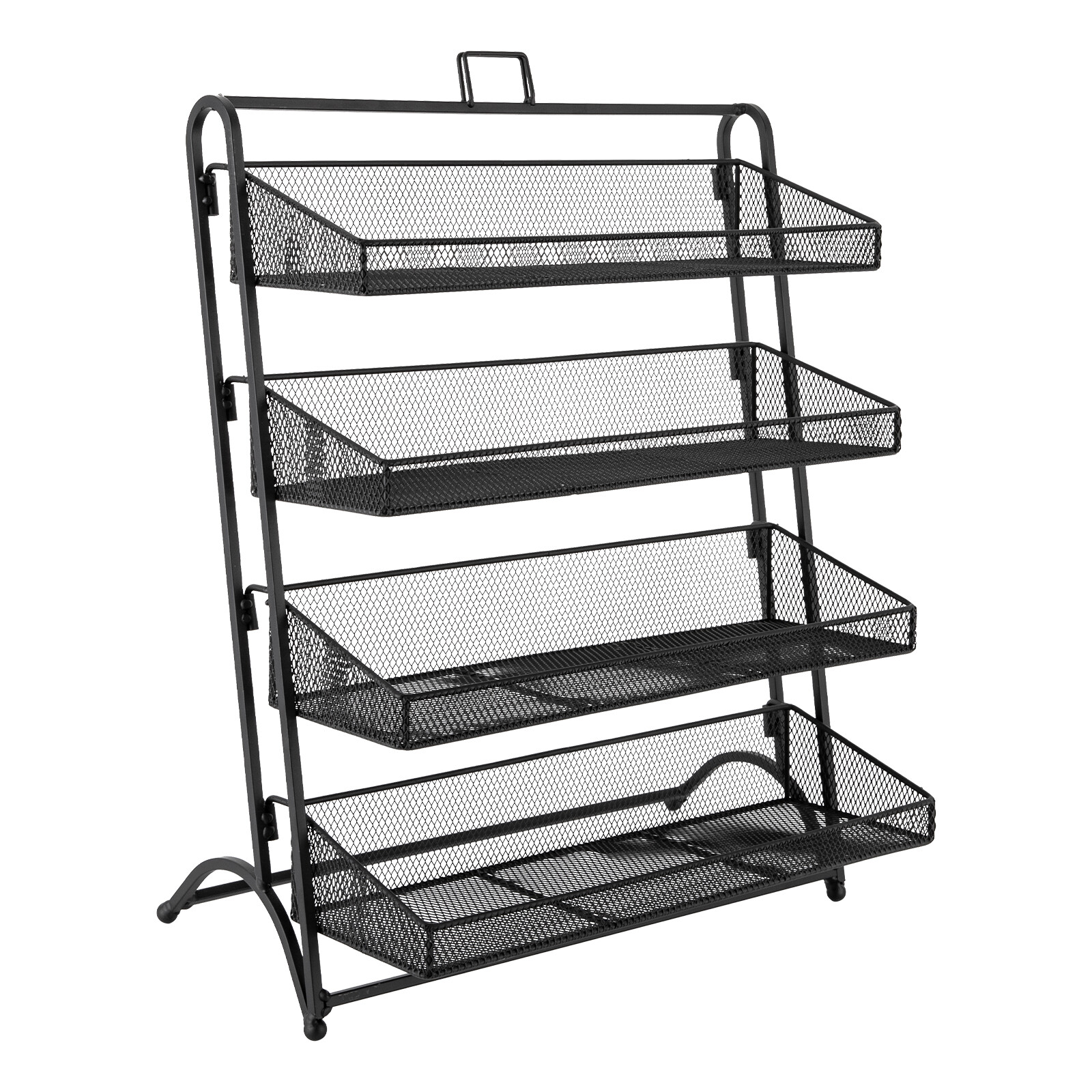 4 Tiers Display Rack Stand Iron Retail Snacks Food Candy Shelf Organizer Black